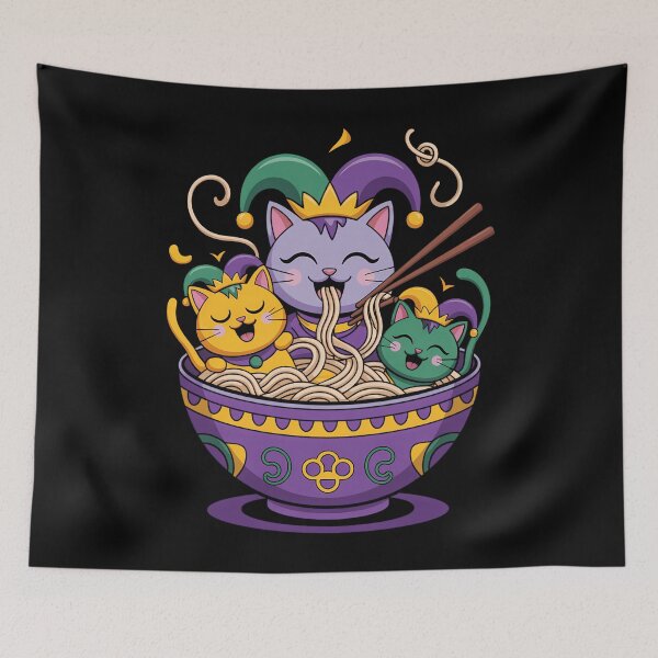 Item preview, Mardi Gras Cats Ramen Kawaii Japanese Food designed and sold by sterabamineh.