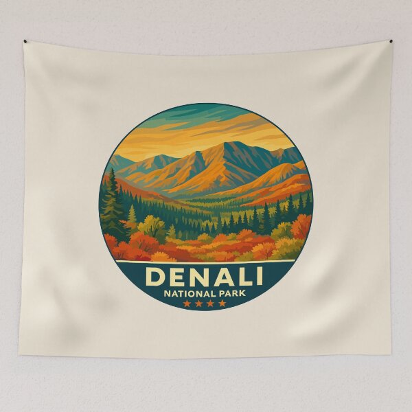 Item preview, Denali National Park Retro Mountain Wilderness designed and sold by Gideon Emmerich.