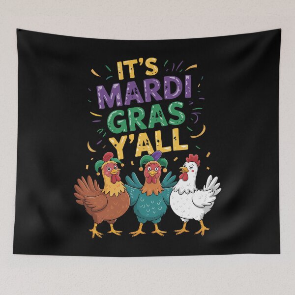 Item preview, Mardi Gras Chickens Funny Farmer designed and sold by sterabamineh.