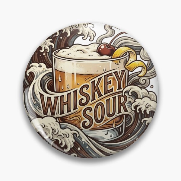 Item preview, Whiskey Sour Great Wave Japanese Cocktail Art designed and sold by OneLineBar.