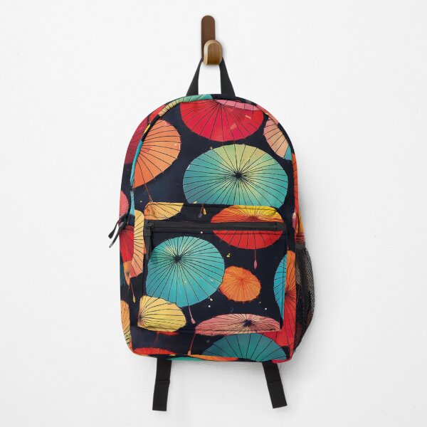 Item preview, Colorful Japanese parasols on a black background designed and sold by Photopat.