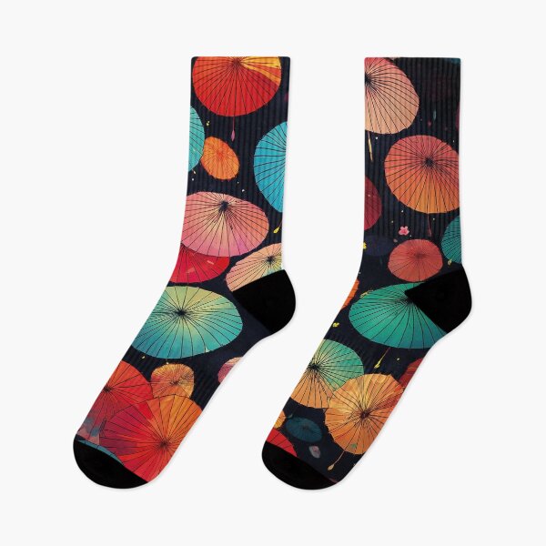 Item preview, Colorful Japanese parasols on a black background designed and sold by Photopat.