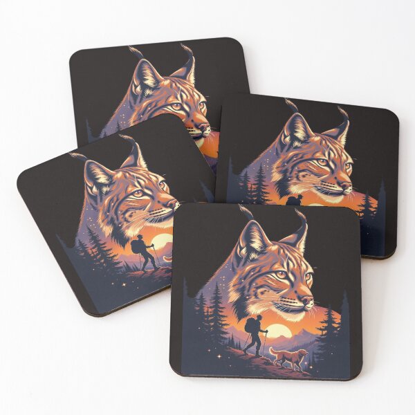 Item preview, Majestic Lynx Wilderness: Hiker & Dog Sunset Art designed and sold by Innova_Creations.