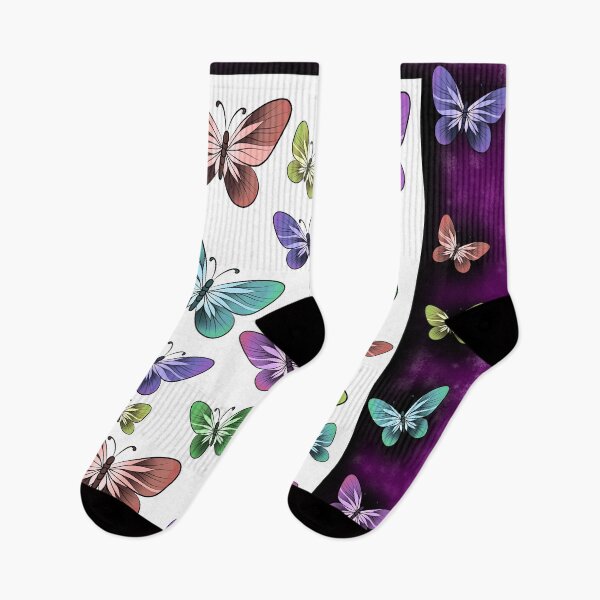 Artikelvorschau, Bunte Schmetterlinge auf violettem Galaxie-Hintergrund entworfen und verkauft von Saphiiira.