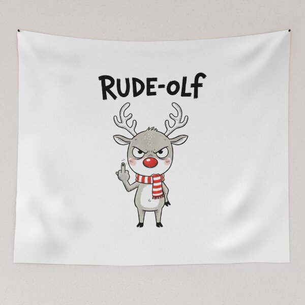 Item preview, Rude-olf the Reindeer, Funny Christmas, Sarcasm Tee, funnyfits70, Humor, Funny, retro, vintages, funny quotes, animal humor, designed and sold by FunnyFits70.