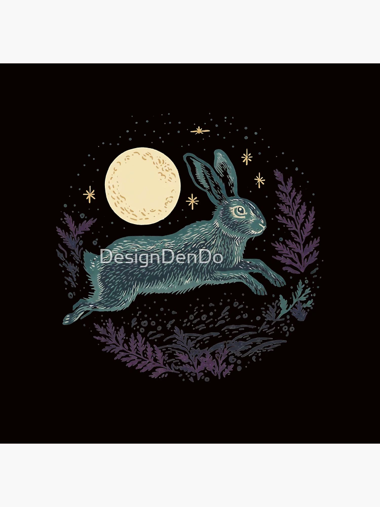 Thumbnail 4 of 4, Clock, Moon Rabbit, Florals, Artistic designed and sold by DesignDenDo ⭐⭐⭐⭐⭐.