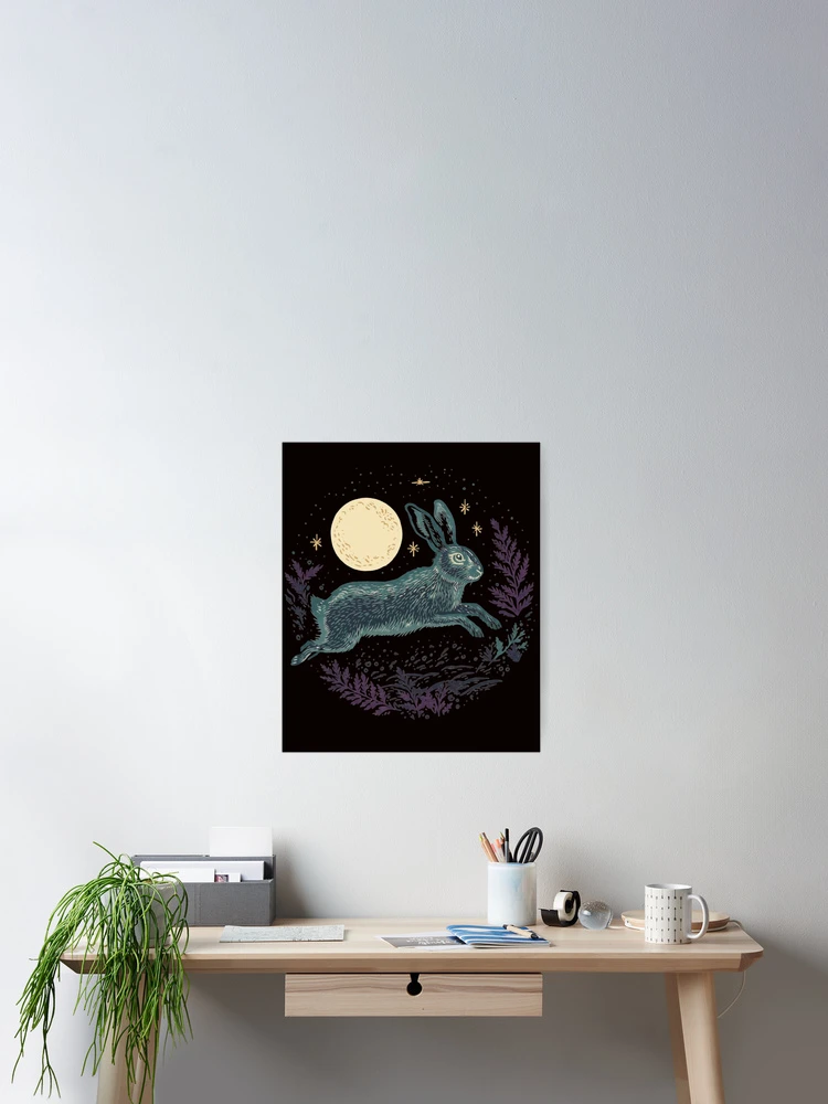 Thumbnail 2 of 3, Poster, Moon Rabbit, Florals, Artistic designed and sold by DesignDenDo ⭐⭐⭐⭐⭐.