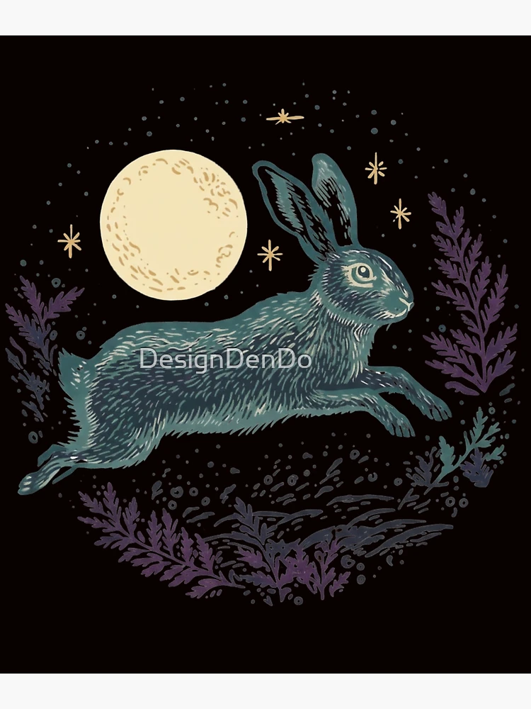 Thumbnail 3 of 3, Poster, Moon Rabbit, Florals, Artistic designed and sold by DesignDenDo ⭐⭐⭐⭐⭐.