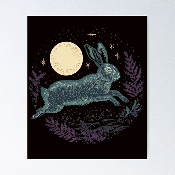 Item preview, Moon Rabbit, Florals, Artistic designed and sold by DesignDenDo ⭐⭐⭐⭐⭐.