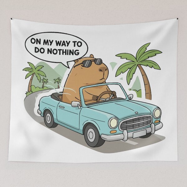 Item preview, On My Way To Do Nothing – Capybara driving a car designed and sold by Petzzz.