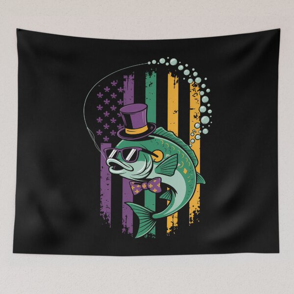 Item preview, Mardi Gras Fish US Flag Fisherman designed and sold by sterabamineh.