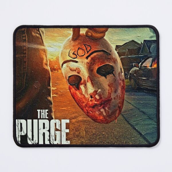 Item preview, Dystopian Survival Mask Art | Blood-Stained Horror Painting | Urban Chaos Impasto Thriller Poster designed and sold by Art's Diner.