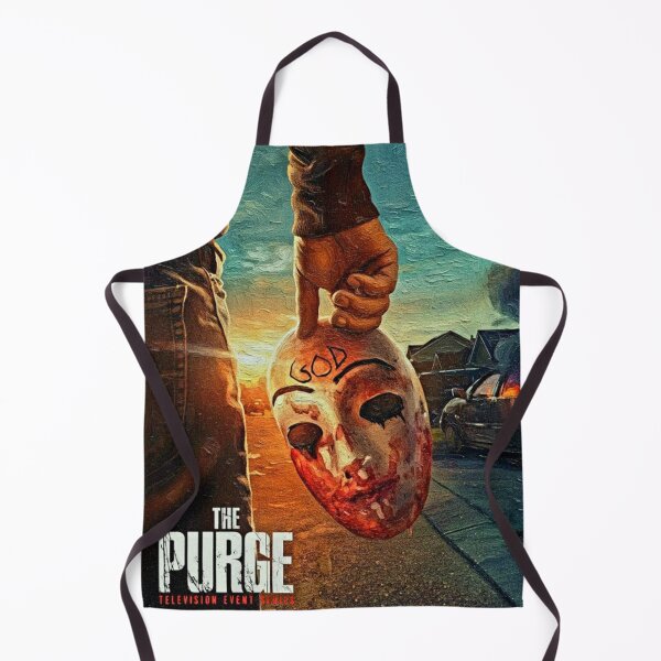 Item preview, Dystopian Survival Mask Art | Blood-Stained Horror Painting | Urban Chaos Impasto Thriller Poster designed and sold by Art's Diner.