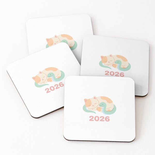 Item preview, **Modern Minimalist Cat & Snake 2026** | Cute Pastel Lunar New Year Graphic | **No Border Premium Illustration** designed and sold by Siamcatshop.