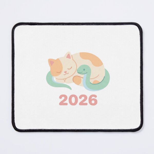 Item preview, **Modern Minimalist Cat & Snake 2026** | Cute Pastel Lunar New Year Graphic | **No Border Premium Illustration** designed and sold by Siamcatshop.