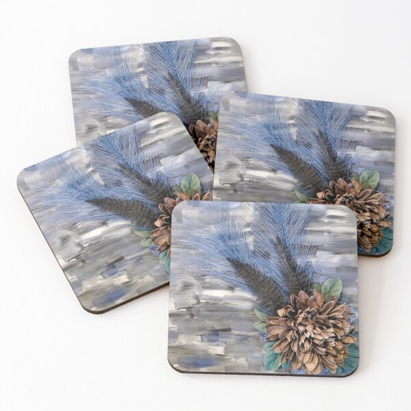 Item preview, Gray and Blue Feather Bouquet Painting designed and sold by IsThisArt93.