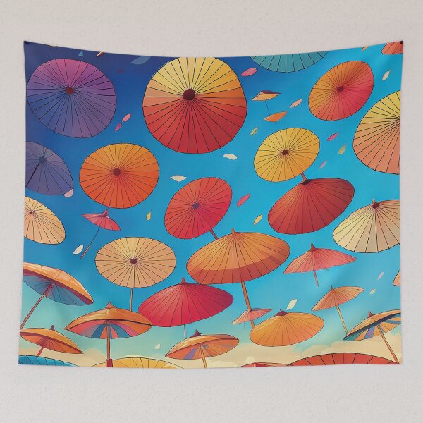 Item preview, Colorful Japanese parasols flying designed and sold by Photopat.