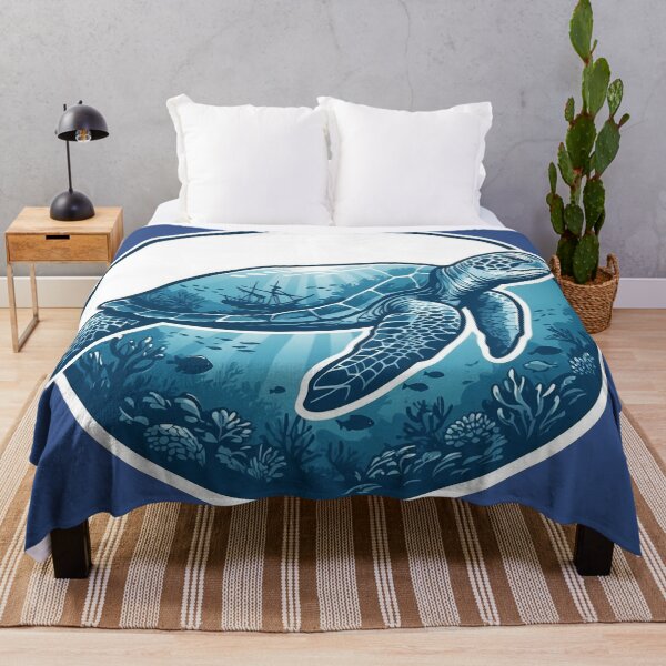 Item preview, Majestic Sea Turtle Deep Ocean Double Exposure Blue Art designed and sold by CANDO ART STORE.