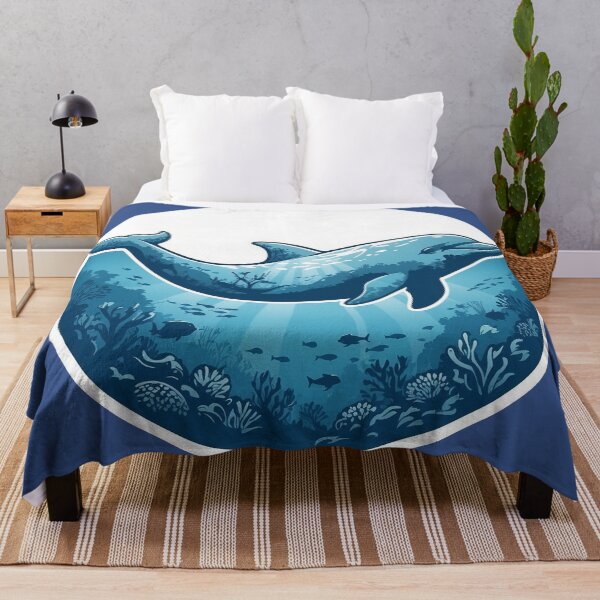 Item preview, Playful Dolphin Deep Ocean Double Exposure Blue Art designed and sold by CANDO ART STORE.
