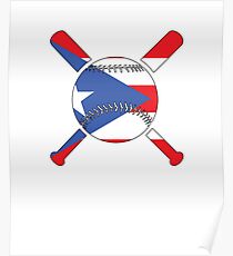 Puerto Rico Flag Baseball Player V3 Poster