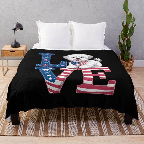 Item preview, 4th of July Decor Patriotic LOVE Bichon Frise Dog USA Flag designed and sold by MarryIsMonth.
