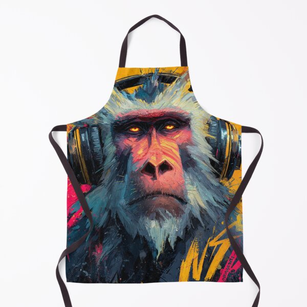 Item preview, Stylish Dj Monkey Thinker Dzen Baboon With Headphones Art designed and sold by GrinGalore.
