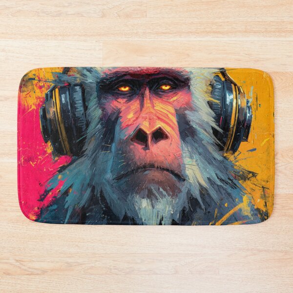 Item preview, Stylish Dj Monkey Thinker Dzen Baboon With Headphones Art designed and sold by GrinGalore.