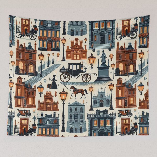 Item preview, London Streetscape Pattern Artwork | Cityscape Design designed and sold by MAGICKEY2024.