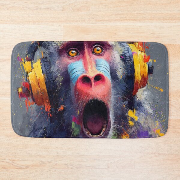 Item preview, Dj Monkey Thinker Surprised Baboon With Headphones Art designed and sold by GrinGalore.