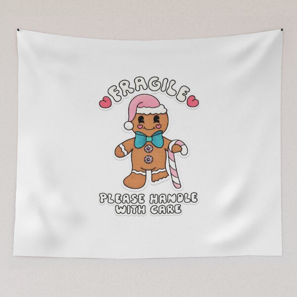 Item preview, Fragile Gingerbread Sticker | Please Handle With Care | Cute Embroidered Christmas designed and sold by Gurjeetpixelart.