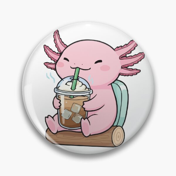Item preview, Lotl Coffee – Pink Axolotl Drinking Iced Coffee designed and sold by Petzzz.