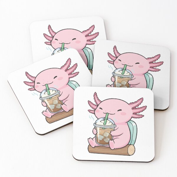 Item preview, Lotl Coffee – Pink Axolotl Drinking Iced Coffee designed and sold by Petzzz.