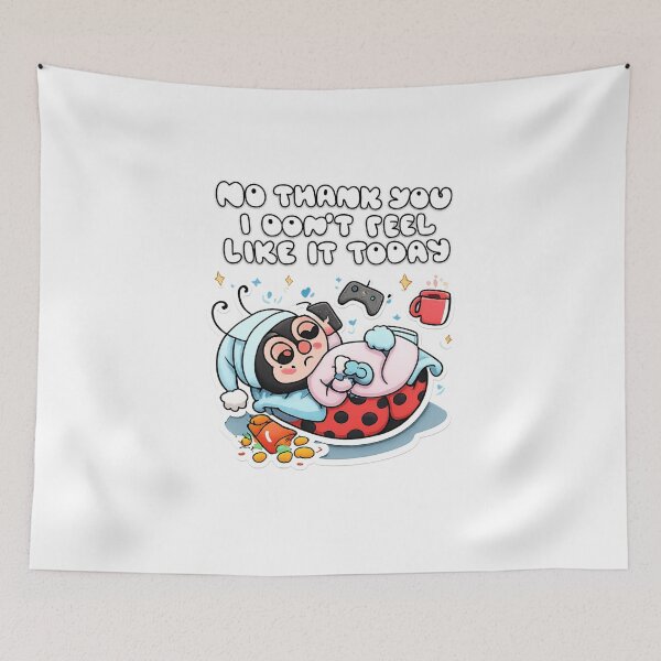 Item preview, No Thank You Sticker | I Don’t Feel Like It Today | Cute Lazy Mood Cartoon designed and sold by Gurjeetpixelart.