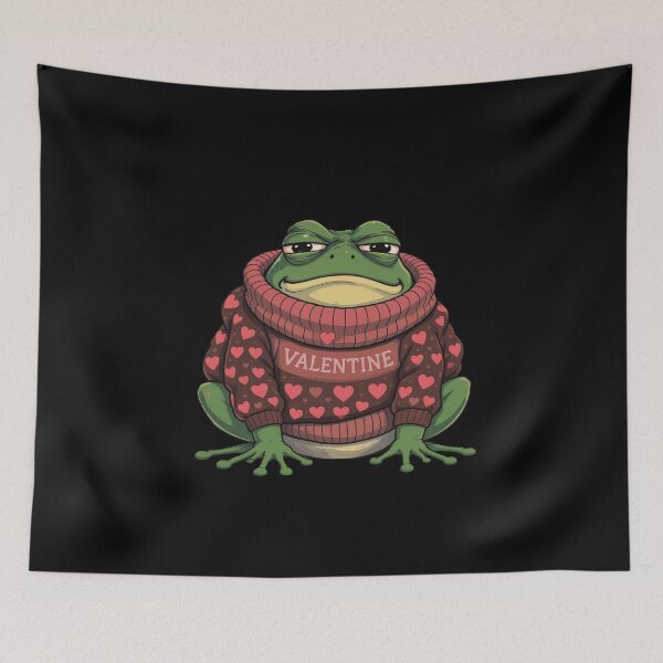 Item preview, Funny Frog Wearing Too Many Valentine Sweaters | Cute Anti-Valentine Frog designed and sold by ColorSplash123.
