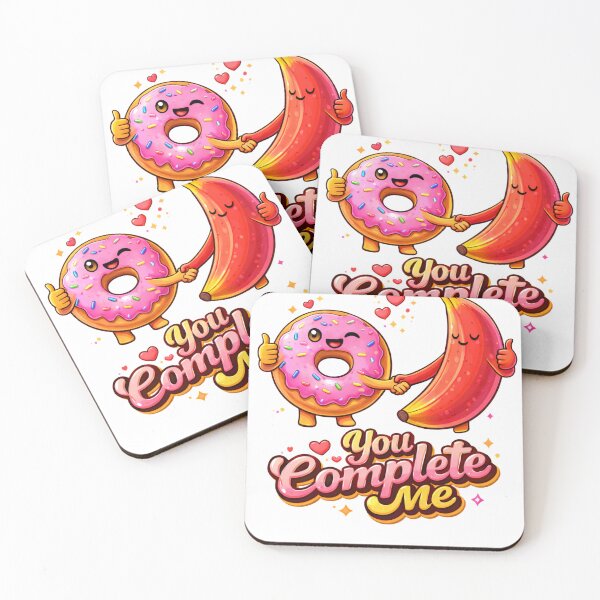 Item preview, You Complete Me – Cute Donut and Banana Love Illustration designed and sold by scanusha1979.