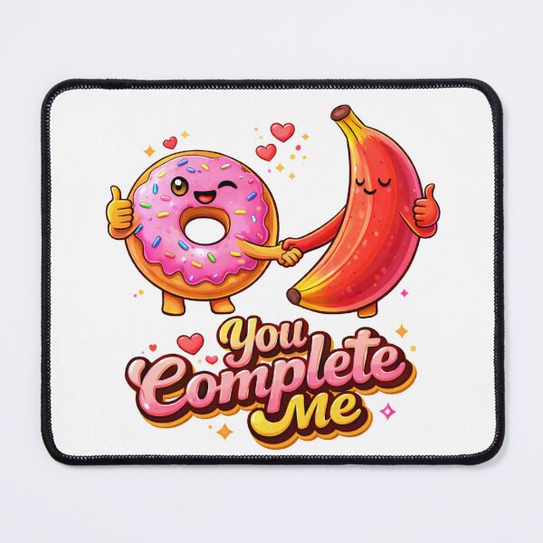 Item preview, You Complete Me – Cute Donut and Banana Love Illustration designed and sold by scanusha1979.