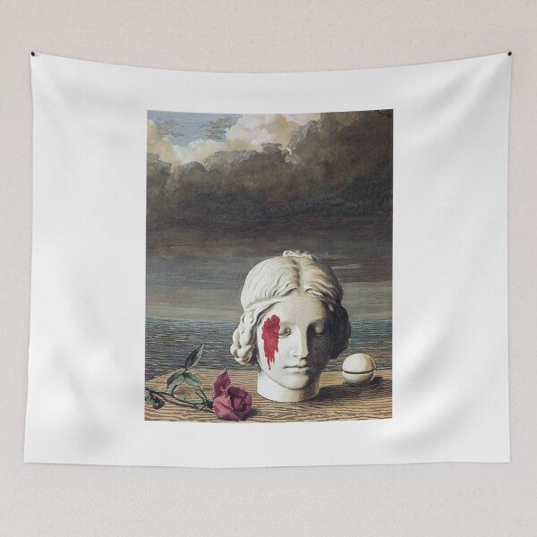 Item preview, Memory (1948) – René Magritte | Surreal Classical Bust with Red Cloth Painting designed and sold by Art Outlaws.