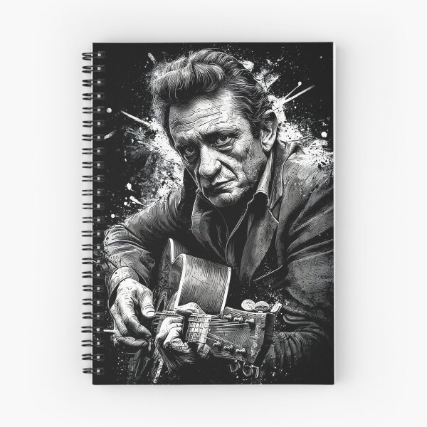 Item preview, Johnny Cash Man in Black Country Music Legend Folsom Prison Walk the Line Ring of Fire Hurt June Carter Guitar Silhouette Fan Art Portrait Poster T-Shirt Sticker Gift designed and sold by Senpaiwaves.