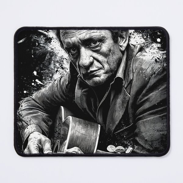 Item preview, Johnny Cash Man in Black Country Music Legend Folsom Prison Walk the Line Ring of Fire Hurt June Carter Guitar Silhouette Fan Art Portrait Poster T-Shirt Sticker Gift designed and sold by Senpaiwaves.