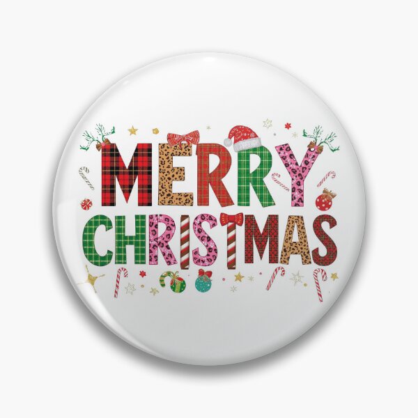 Item preview, Merry Christmas – Colorful Patterned Letters with Santa Hat, Antlers & Candy Cane Accents designed and sold by Bada-stickers.