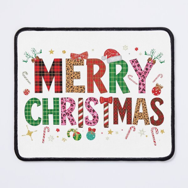 Item preview, Merry Christmas – Colorful Patterned Letters with Santa Hat, Antlers & Candy Cane Accents designed and sold by Bada-stickers.