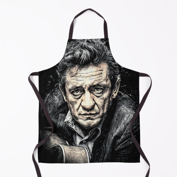Item preview, Johnny Cash Man in Black Country Music Legend Folsom Prison Walk the Line Ring of Fire Hurt June Carter Guitar Silhouette Fan Art Portrait Poster T-Shirt Sticker Gift designed and sold by Senpaiwaves.