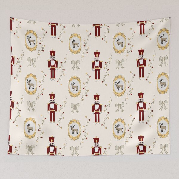Item preview, Christmas Vintage Seamless Pattern with Nutcracker, Deer and Frames designed and sold by dreamseller88.