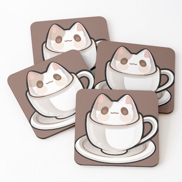 Item preview, Kawaii Catpuccino Cute Coffee Cat Art designed and sold by noodleeees-art.