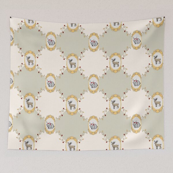 Item preview, Christmas Vintage Seamless Pattern with Deer and Frames designed and sold by dreamseller88.