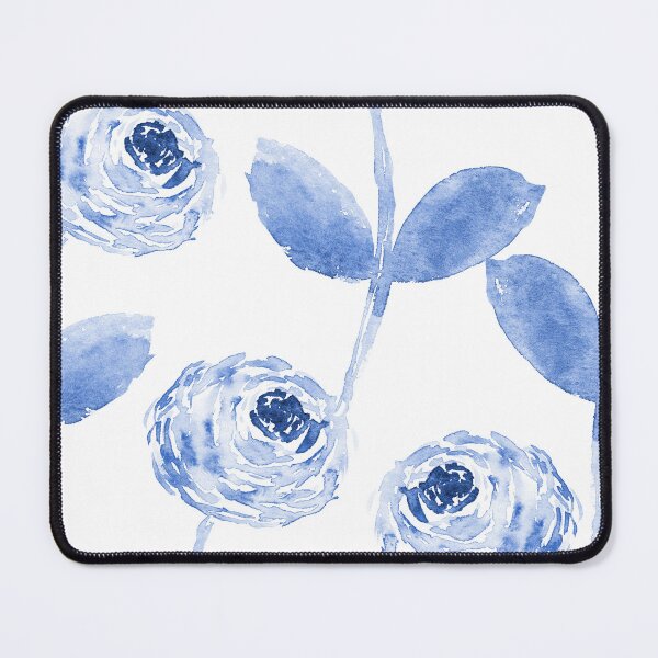 Item preview, Blue Watercolor Ranunculus – Sage Green Floral on White designed and sold by aneladesigns.