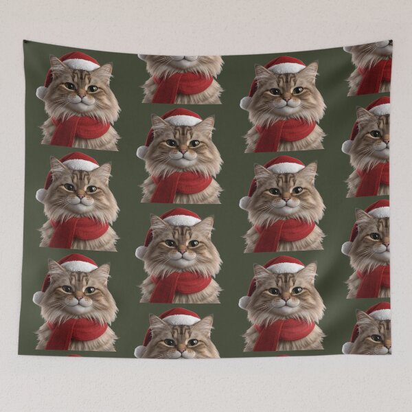 Item preview, Christmas Cat Art – Rugdoll Veloria | Pet Cat in Festive Winter Style designed and sold by ArtivaNest.