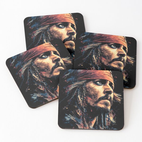 Item preview, Captain Jack Sparrow Pirates of the Caribbean Johnny Depp Black Pearl Compass Rum Kohl Eyes Dreadlocks Tricorn Hat Savvy Pirate Fan Art Portrait Poster T-Shirt Sticker Gift designed and sold by Senpaiwaves.