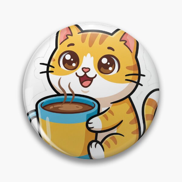 Item preview, Cute Cartoon Cat with Coffee Mug Sticker designed and sold by hunteroflions.