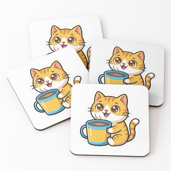 Item preview, Cute Cartoon Cat with Coffee Mug Sticker designed and sold by hunteroflions.